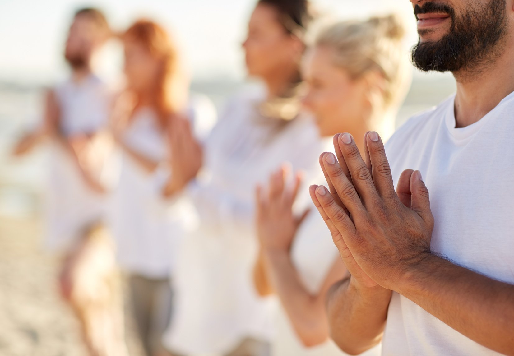 Group of People Making Yoga